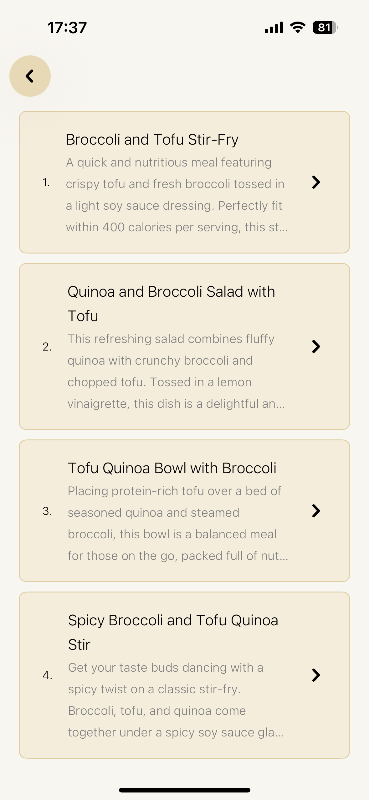 Sooru App Recipe List